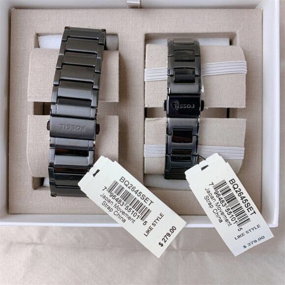 Fossil BQ2645SET His and Her Multifunction Black Stainless Steel Watch main image 4